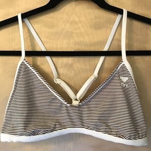 TYR Brown and White Striped Bikini Top Size S/M